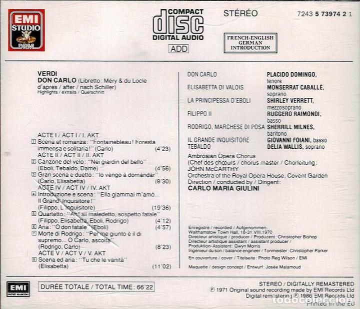CDs de m&uacute;sica: Verdi - Don Carlo. CD - Foto 2