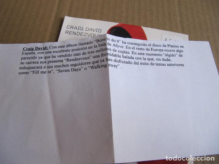 CDs de m&uacute;sica: PROMO CD SINGLE CADENA 100 - CRAIG DAVID - RENDEZVOUS - Foto 2