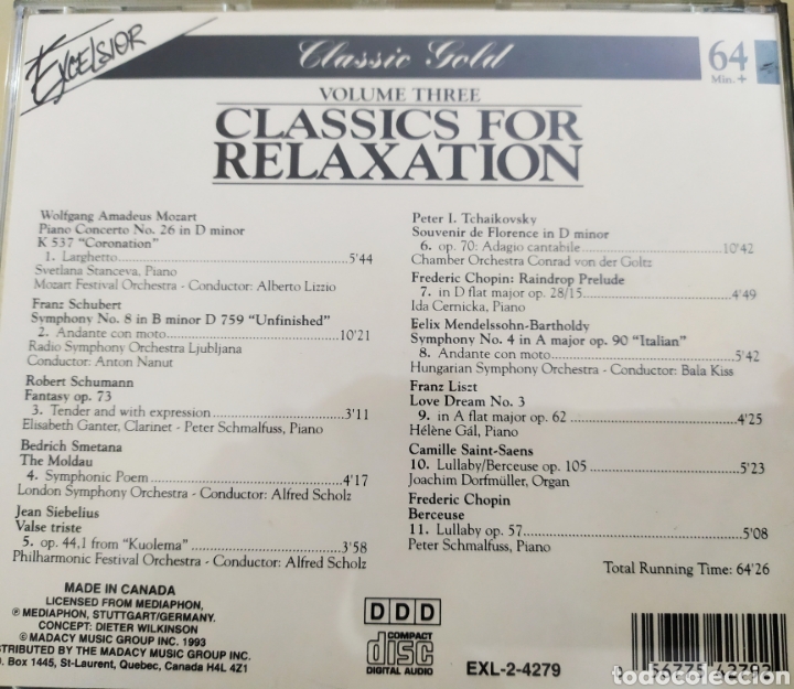 CDs de m&uacute;sica: Classics for Relaxation / Volumen three / cd original - Foto 2
