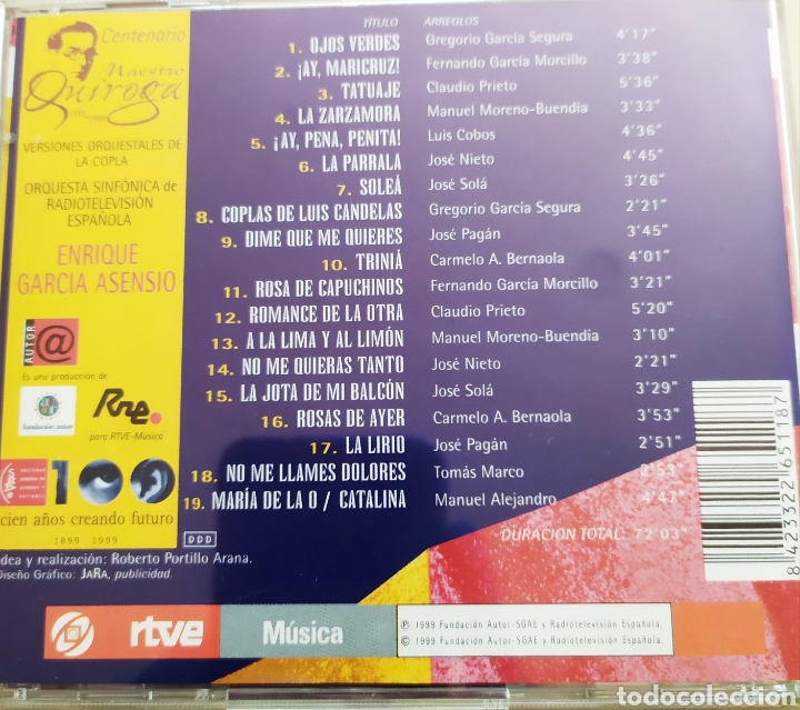 CDs de m&uacute;sica: Quiroga versiones orquestales de la copla / cd original - Foto 2