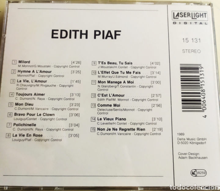 CDs de m&uacute;sica: Edith Piaf / Edith Piaf / cd original - Foto 2