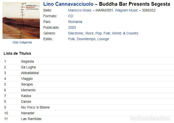 CDs de m&uacute;sica: CD: Lino Cannavacciuolo, Buddha Bar Presents Segesta, 2003 - Foto 2