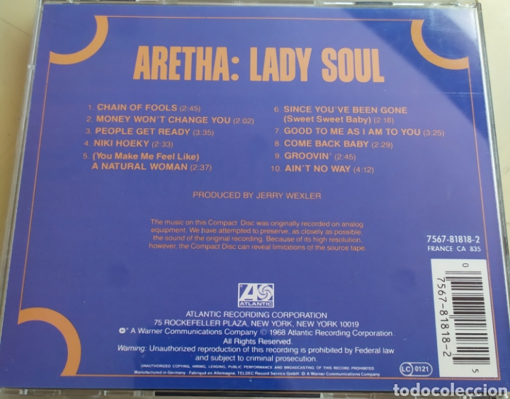 CDs de m&uacute;sica: Aretha : Lady Soul / cd original - Foto 2