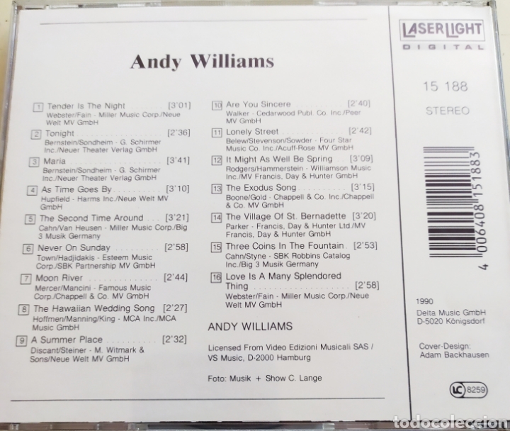 CDs de m&uacute;sica: Andy Williams / Love Is a many Splendored Thing / cd original - Foto 2