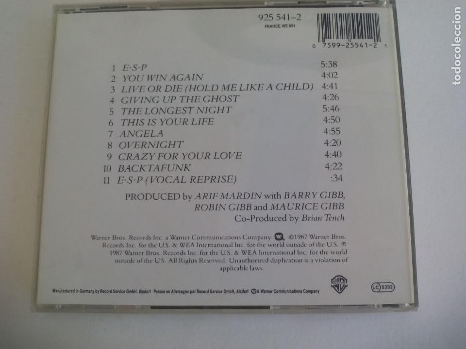 CDs de m&uacute;sica: bee gees. E-S-P. CD. WARNER BROS. 95541-2 - Foto 2