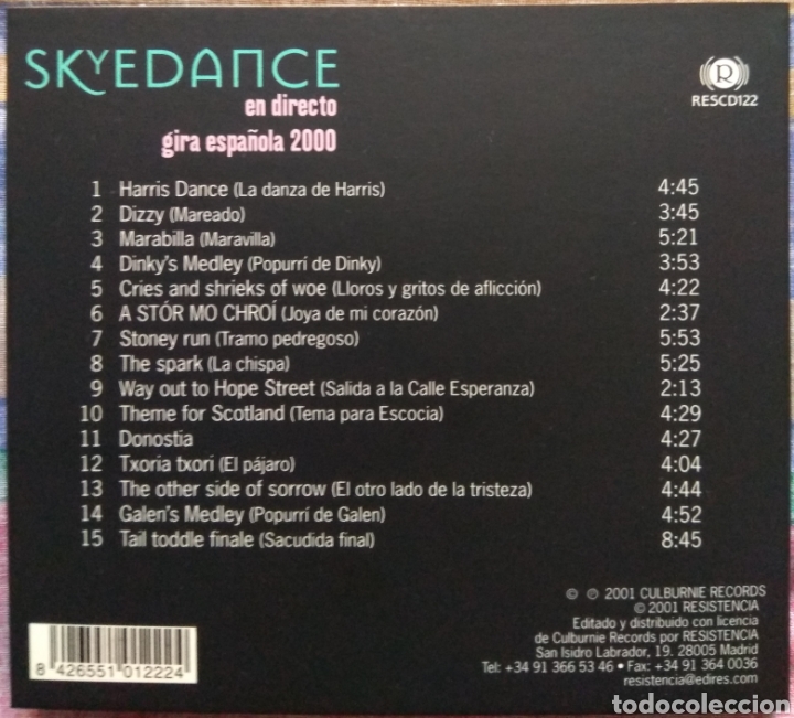CDs de m&uacute;sica: Skyedance&nbsp;&lrm;&ndash;&nbsp;Skyedance En Directo - Foto 2
