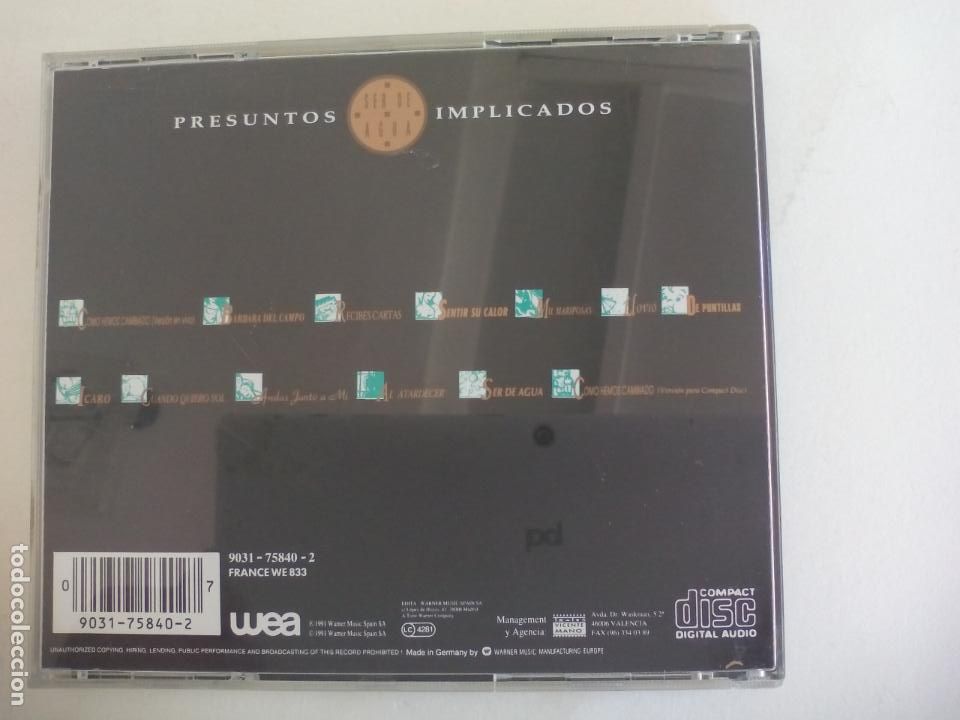CDs de m&uacute;sica: PRESUNTOS IMPLICADOS. SER DE AGUA.. CD . - Foto 2