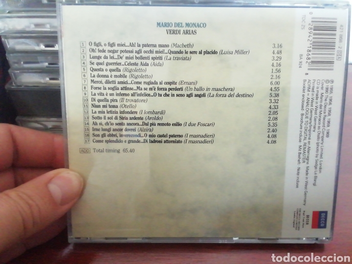 CDs de m&uacute;sica: Mario del M&oacute;naco. Verdi. CD. - Foto 2