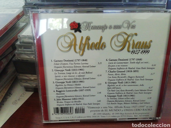 CDs de m&uacute;sica: Homenaje a una voz. Alfredo Kraus. CD. - Foto 2