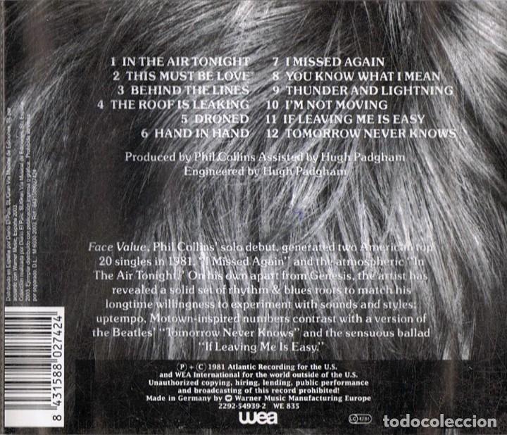 CDs de m&uacute;sica: PHIL COLLINS FACE VALUE (CD) - Foto 2