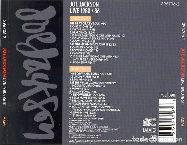 CDs de m&uacute;sica: Joe Jackson - Live 1980/86 (2CD) - Foto 2
