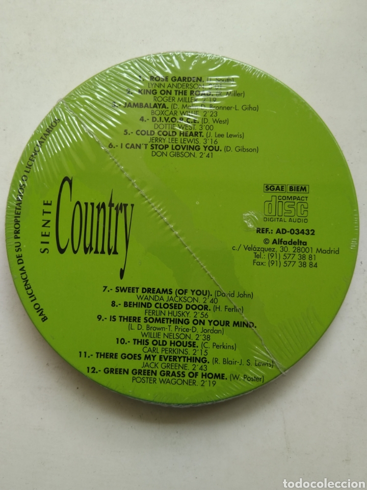 CDs de m&uacute;sica: CD SIENTE COUNTRY 12 GRANDES &Eacute;XITOS EN VERSION ORIGINAL PRECINTADO - Foto 2