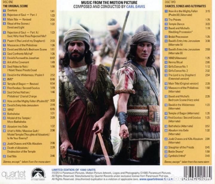 CDs de m&uacute;sica: Carl Davis - KING DAVID - BSO - 2CDs - Foto 2