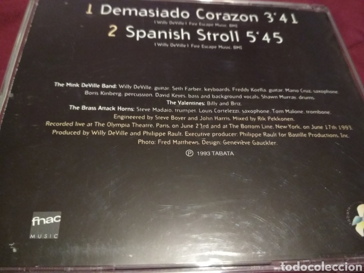 CDs de m&uacute;sica: Willy DeVille Demasiado Coraz&oacute;n CD single 1993 - Foto 2