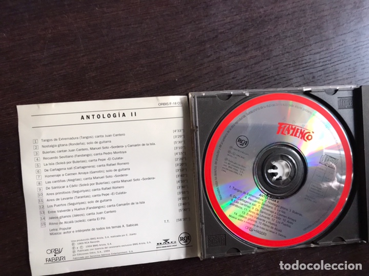CDs de Musique: Antolog&iacute;a II. Arte flamenco. Le falta la cubierta delantera.