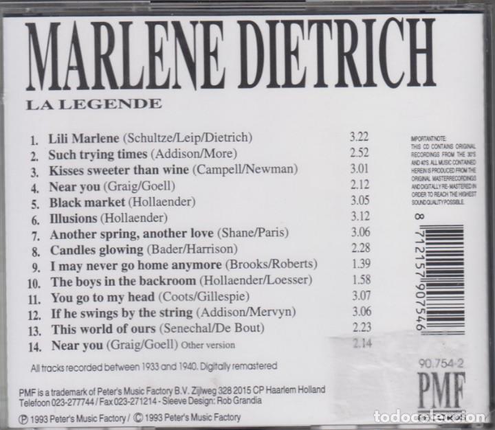 CDs de m&uacute;sica: Marlene Dietrich cd La Legende 1993 - Foto 2