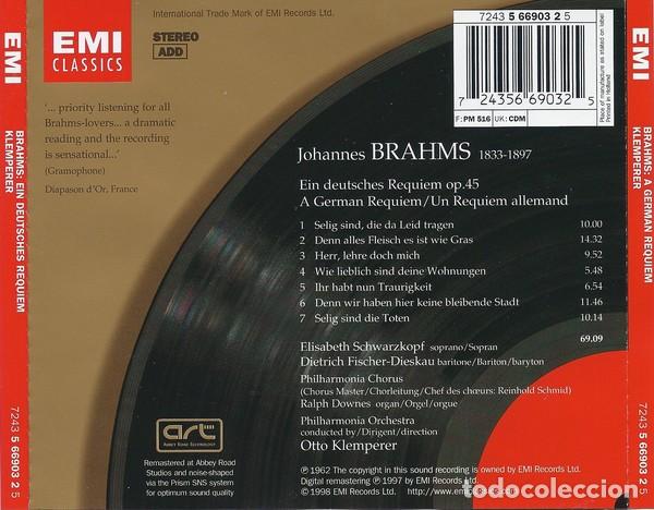 CDs de m&uacute;sica: Bach - Ein Deutsches Requiem - Klemperer / Schwarzkopf - CD - Foto 2