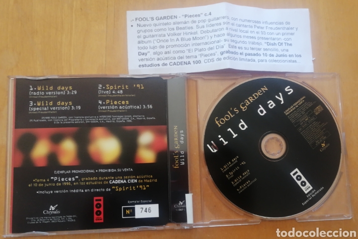 CDs de m&uacute;sica: Fools Garden - Wild days. Cd single promocional - Foto 2