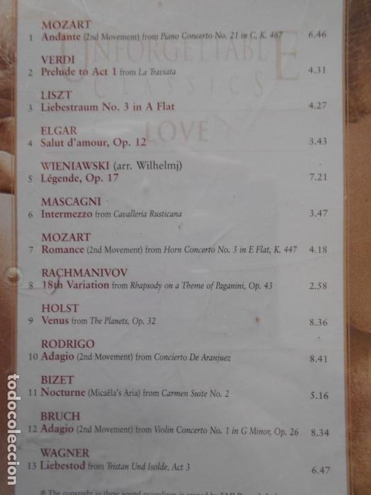 CDs de m&uacute;sica: CD UNFORGETTABLE CLASSICS - LOVE (HR) - Foto 2