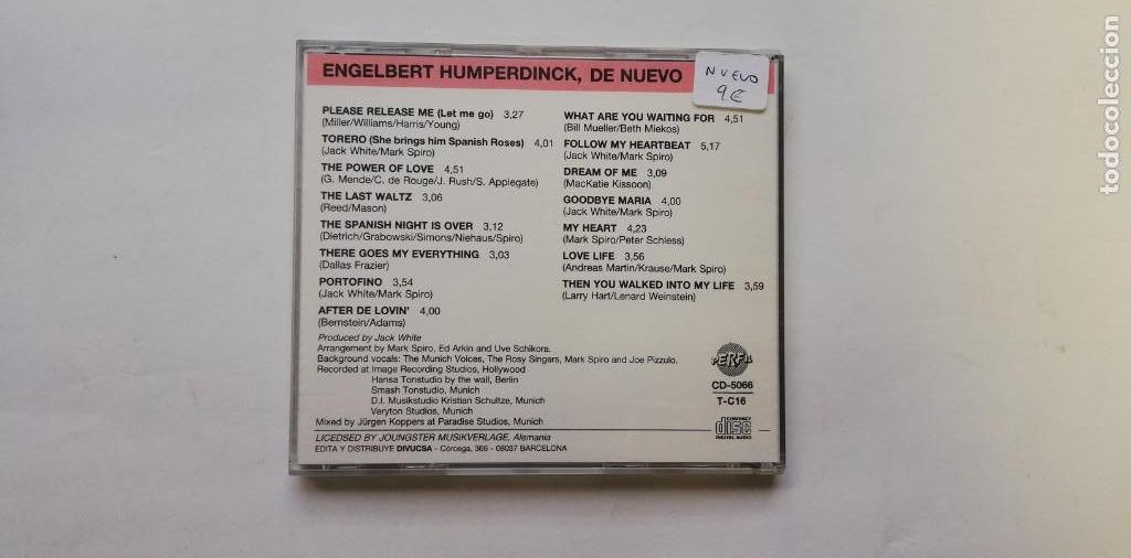 CDs de m&uacute;sica: C1- ENGELBERT HUMPERDINCK - CD (DISCO NUEVO) - Foto 2