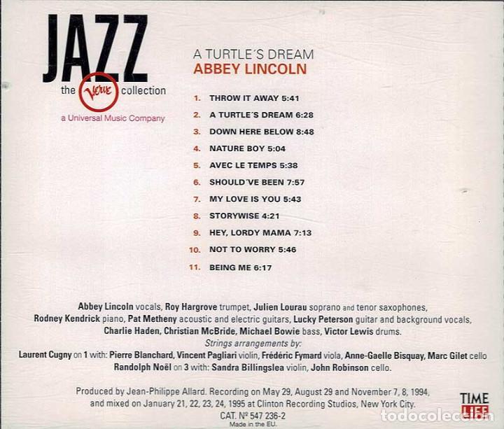 CDs de m&uacute;sica: Abbey Lincoln - A turtles dream. CD - Foto 2