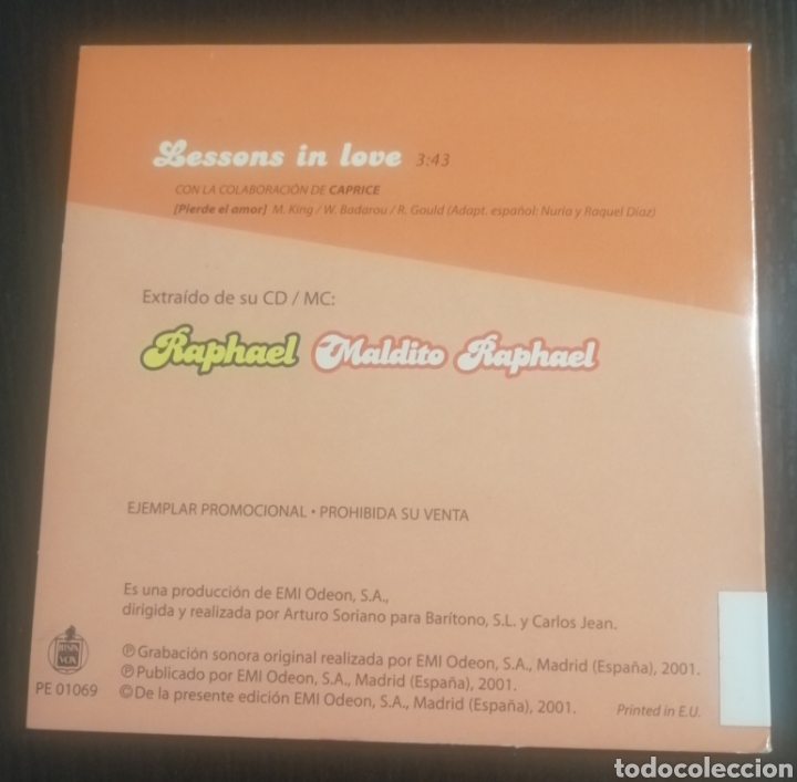 CDs de m&uacute;sica: Raphael & Caprice - Lessons in love - Foto 2