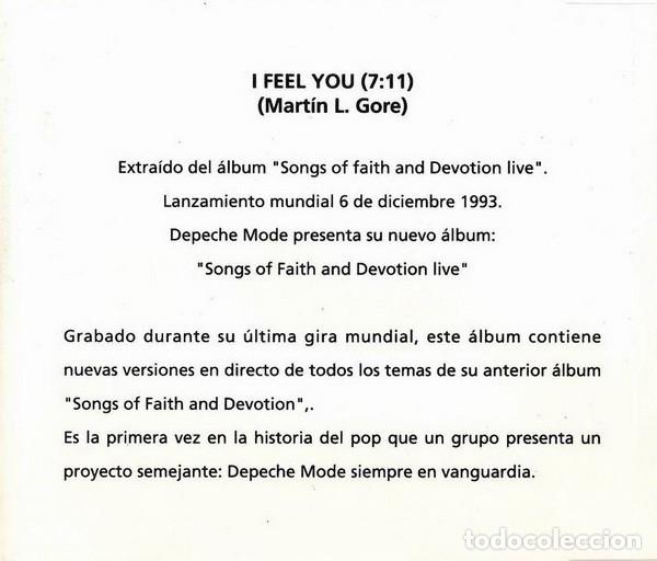 CDs de m&uacute;sica: Depeche Mode &lrm;&ndash; I Feel You - Foto 2