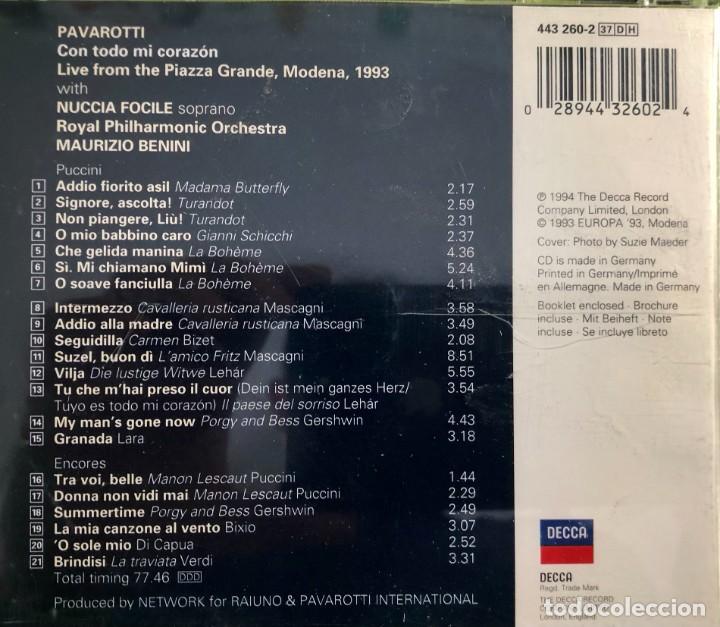 CDs de m&uacute;sica: Con Todo Mi Coraz&oacute;n - Pavarotti - Granada - Decca - Cd - Foto 2