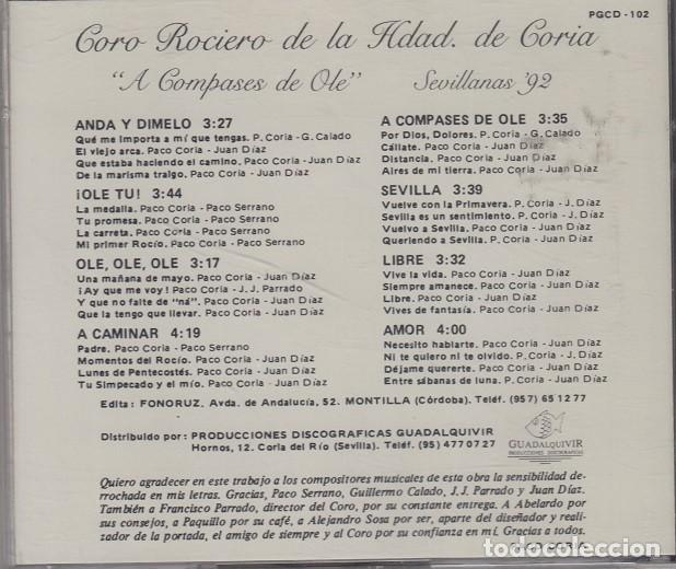 CDs de m&uacute;sica: CORO ROCIERO DE LA HERMANDAD DE CORIA - CD - Foto 2