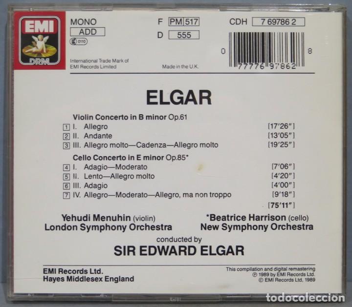 CDs de m&uacute;sica: CD. Violin Concerto. CELO CONCERTO. ELGAR - Foto 2