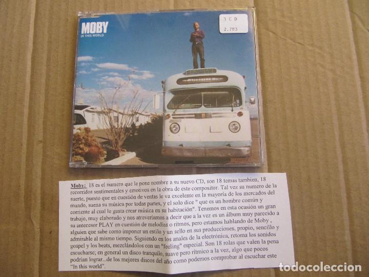 CDs de m&uacute;sica: Moby- In This World 3 temas cd cadena 100 - Foto 1