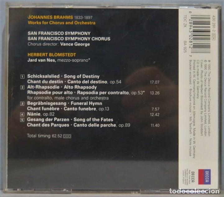 CDs de m&uacute;sica: CD. HERBERT BLOMSTEDT. BRAHMS WORK FOR CHORUS AND ORCHESTRA - Foto 2