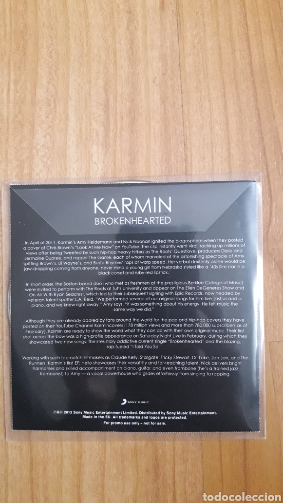 CDs de m&uacute;sica: KARMIN. BROKENHEARTED - Foto 2