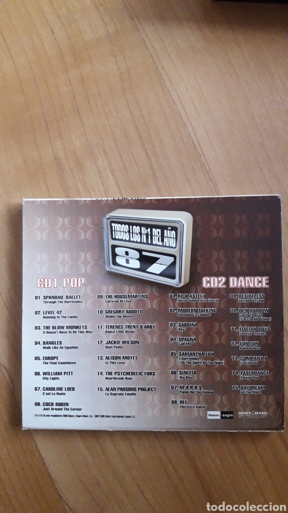 CDs de m&uacute;sica: DOBLE CD TODOS LOS N&Uacute;MEROS 1 DEL A&Ntilde;O 87 - Foto 2