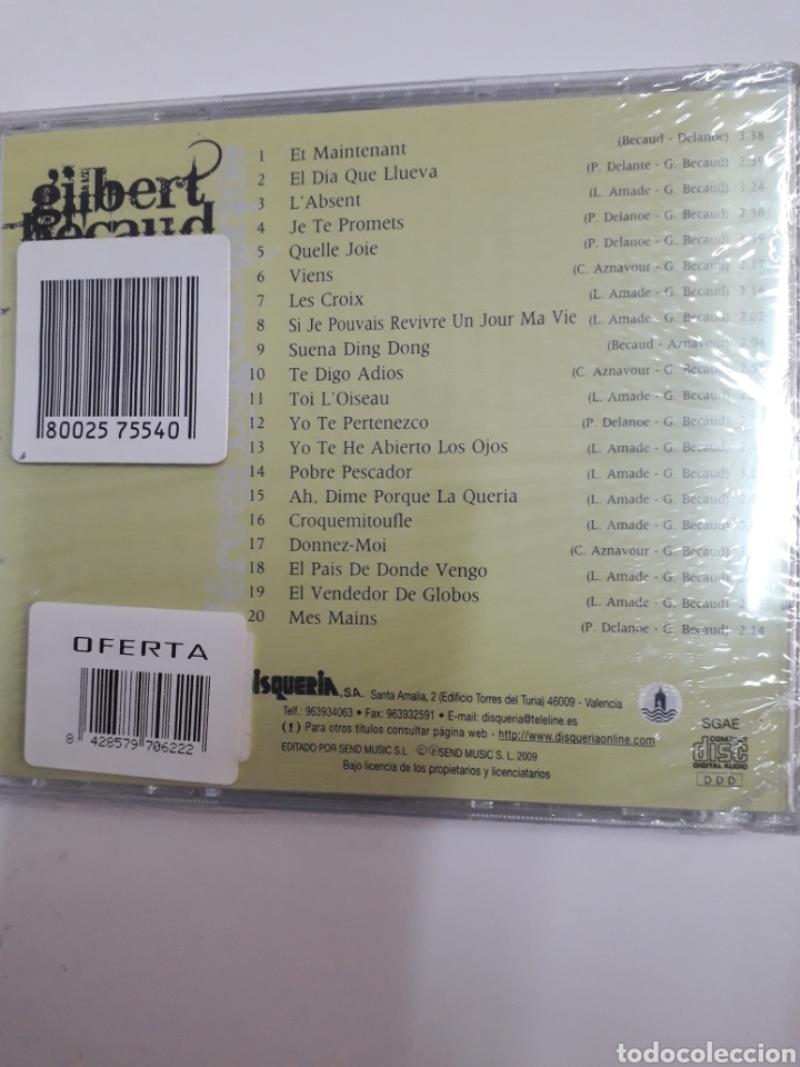 CDs de m&uacute;sica: Gilbert Becaud. 20 Grandes &Eacute;xitos. - Foto 2
