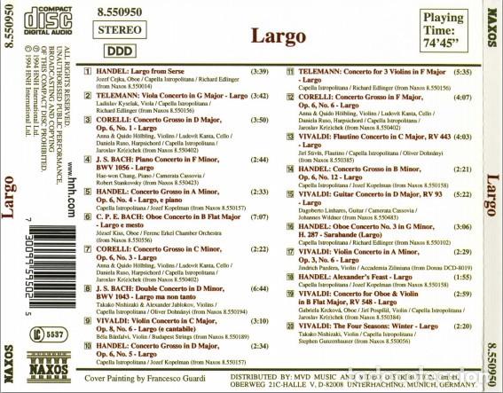 CDs de m&uacute;sica: Largo - CD Naxos - Bach, Vivaldi, Handel, Corelli - Foto 2