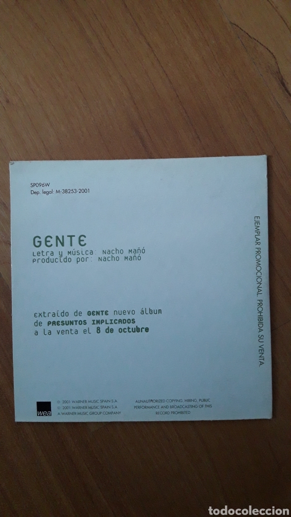 CDs de m&uacute;sica: PRESUNTOS IMPLICADOS. GENTE - Foto 2