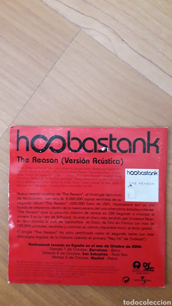 CDs de m&uacute;sica: HOOBASTANK. THE REASON - Foto 2