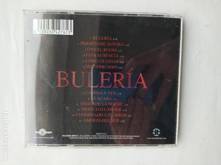 CDs de m&uacute;sica: BULERIA. DAVID BISBAL. CD. TDKCD194 - Foto 3