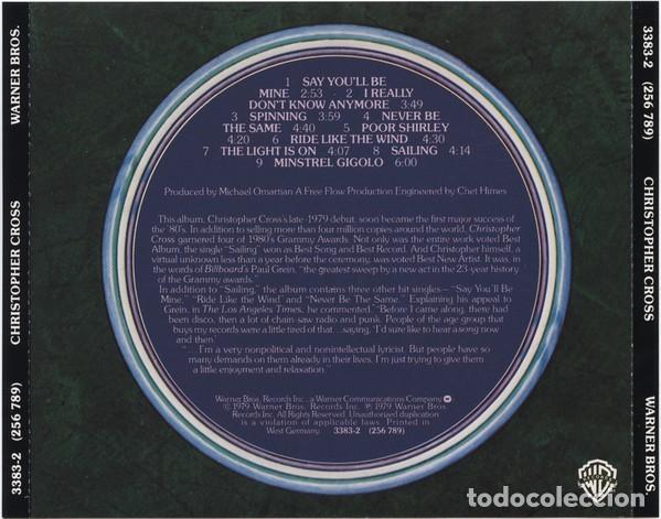CDs de m&uacute;sica: Christopher Cross - Christopher Cross - Foto 2