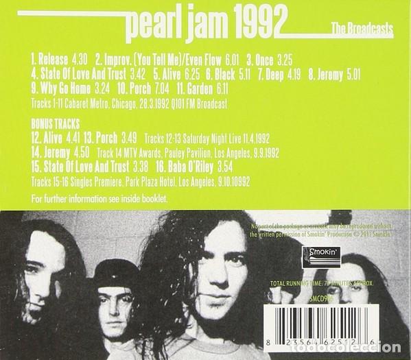 CDs de m&uacute;sica: CD PEARL JAM - 1992 BROADCASTS - Live - Foto 2