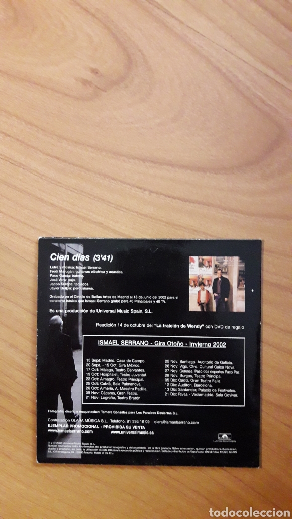 CDs de m&uacute;sica: ISMAEL SERRANO. CIEN D&Iacute;AS - Foto 2