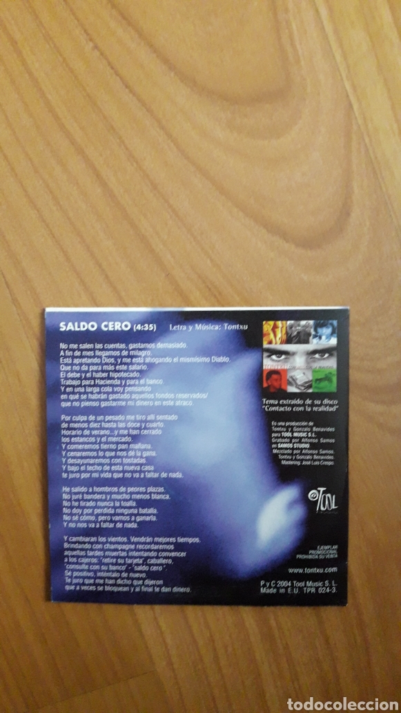 CDs de m&uacute;sica: TONTXU. SALDO CERO - Foto 2