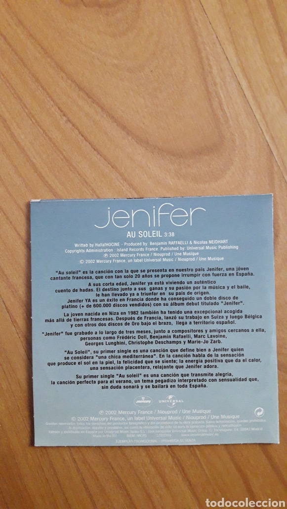 CDs de m&uacute;sica: JENIFER. AU SOLEIL - Foto 2