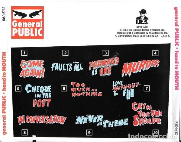 CDs de m&uacute;sica: General Public - Hand to Mouth - Foto 2