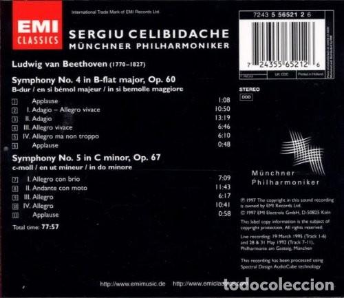 CDs de m&uacute;sica: Celibidache - Beethoven: Symphonies Nos. 4 & 5 - CD - Foto 2