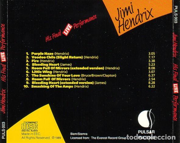 CDs de m&uacute;sica: Jimi Hendrix - His Final Live Performance - CD - Foto 2