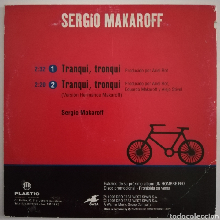 CDs de m&uacute;sica: Sergio Makaroff - Tranqui Tronqui (CD Single, 1996) - Foto 2