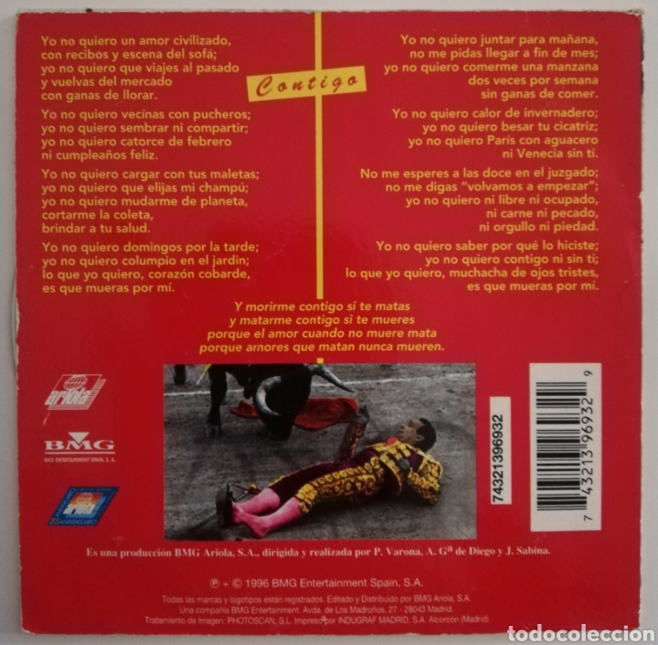 CDs de m&uacute;sica: Joaqu&iacute;n Sabina - Contigo (CD Single, 1996) - Foto 2