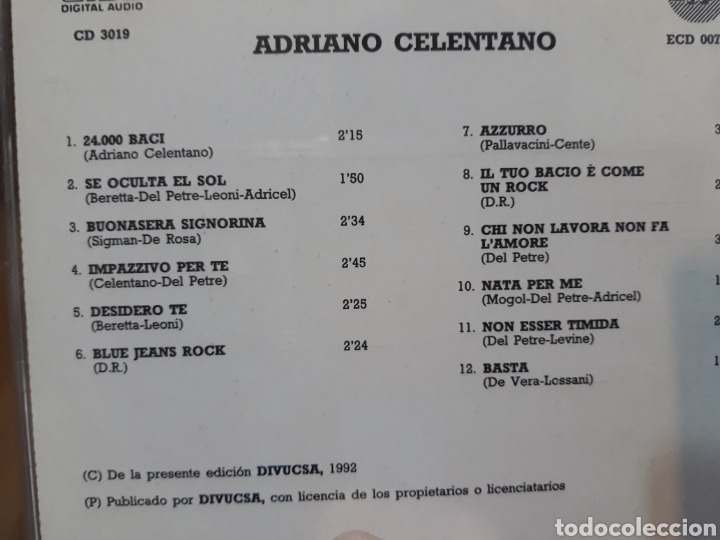 CDs de m&uacute;sica: CD - ADRIANO CELENTANO - DE LA COLECCION LOS INOLVIDABLES - Foto 2
